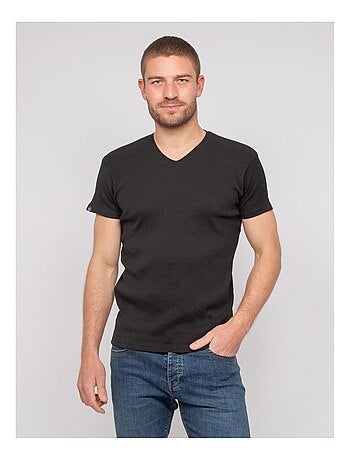 T-shirt scollo a V cotone a costine WILLIAM