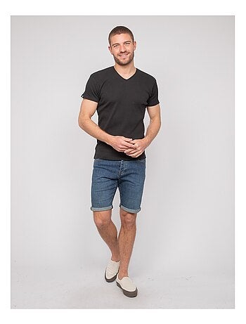T-shirt scollo a V cotone a costine WILLIAM