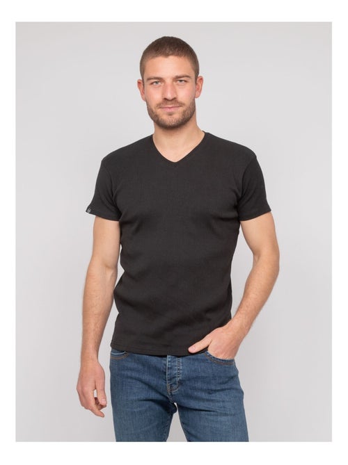 T-shirt scollo a V cotone a costine WILLIAM - Kiabi