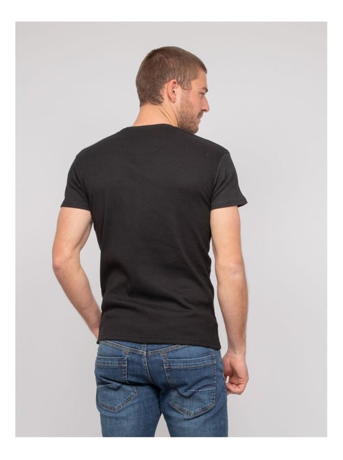 T-shirt scollo a V cotone a costine WILLIAM - Kiabi