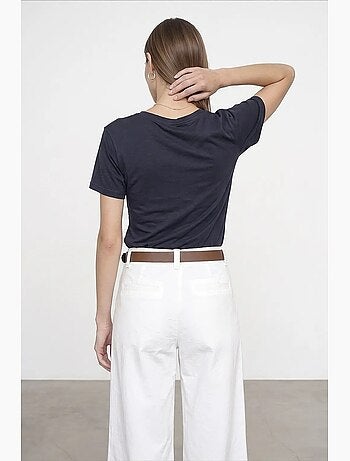 T-shirt scollo a v cotone lyocell manica corta dilvin