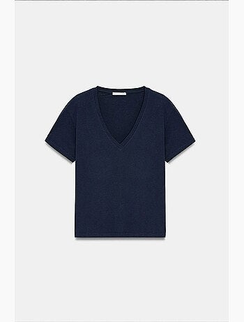 T-shirt scollo a v cotone lyocell manica corta dilvin