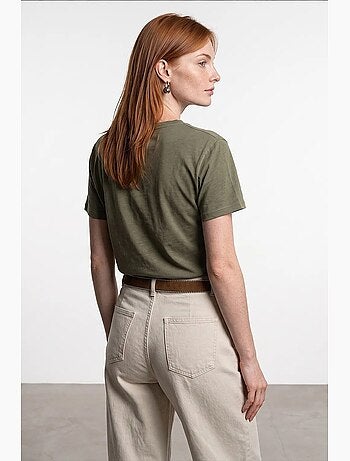T-shirt scollo a v cotone lyocell manica corta dilvin