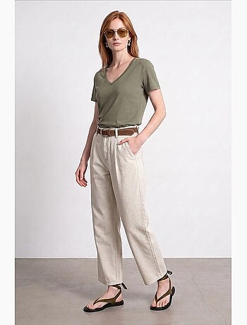 T-shirt scollo a v cotone lyocell manica corta dilvin