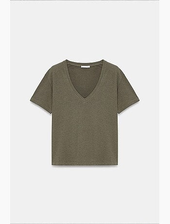 T-shirt scollo a v cotone lyocell manica corta dilvin