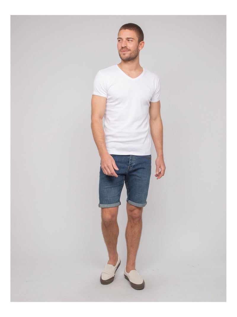 T-shirt scollo a V cotone WORKO Bianco - Kiabi