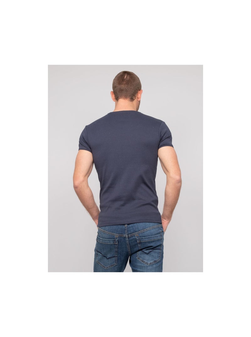 T-shirt scollo a V cotone WORKO Blu marino - Kiabi