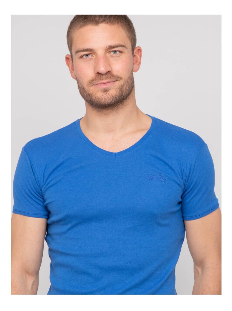 T-shirt scollo a V cotone WORKO Blu reale - Kiabi