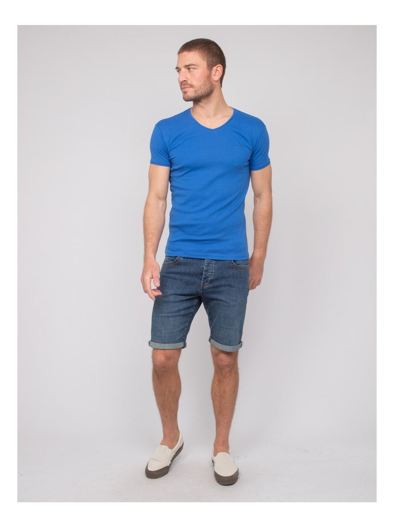 T-shirt scollo a V cotone WORKO Blu reale - Kiabi