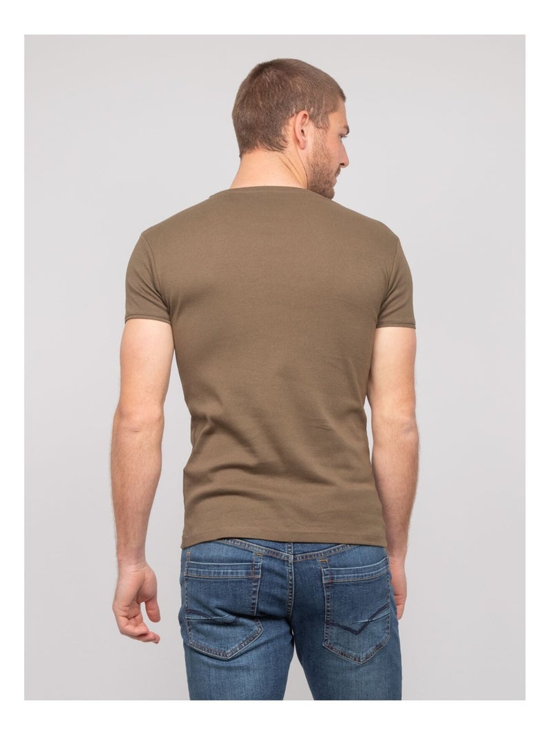 T-shirt scollo a V cotone WORKO Cachi - Kiabi