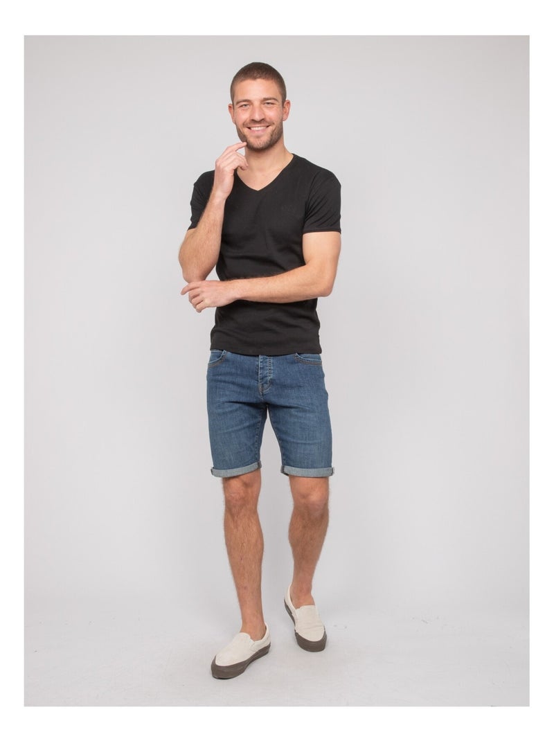 T-shirt scollo a V cotone WORKO Nero - Kiabi