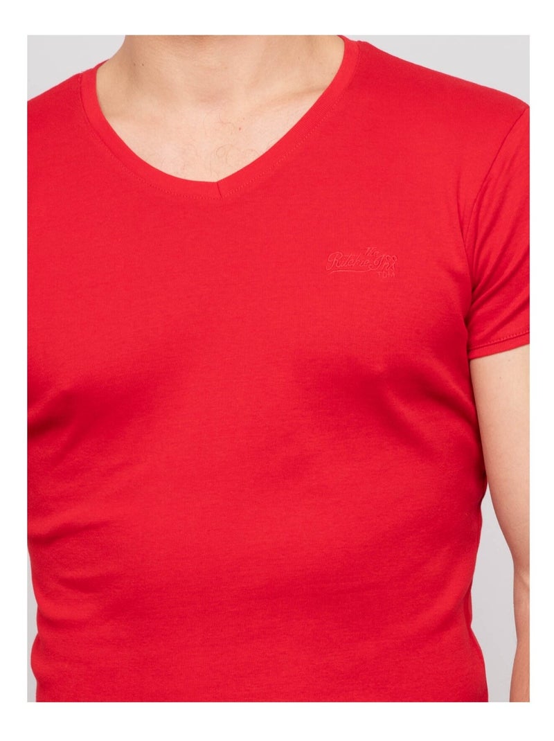 T-shirt scollo a V cotone WORKO Rosso - Kiabi
