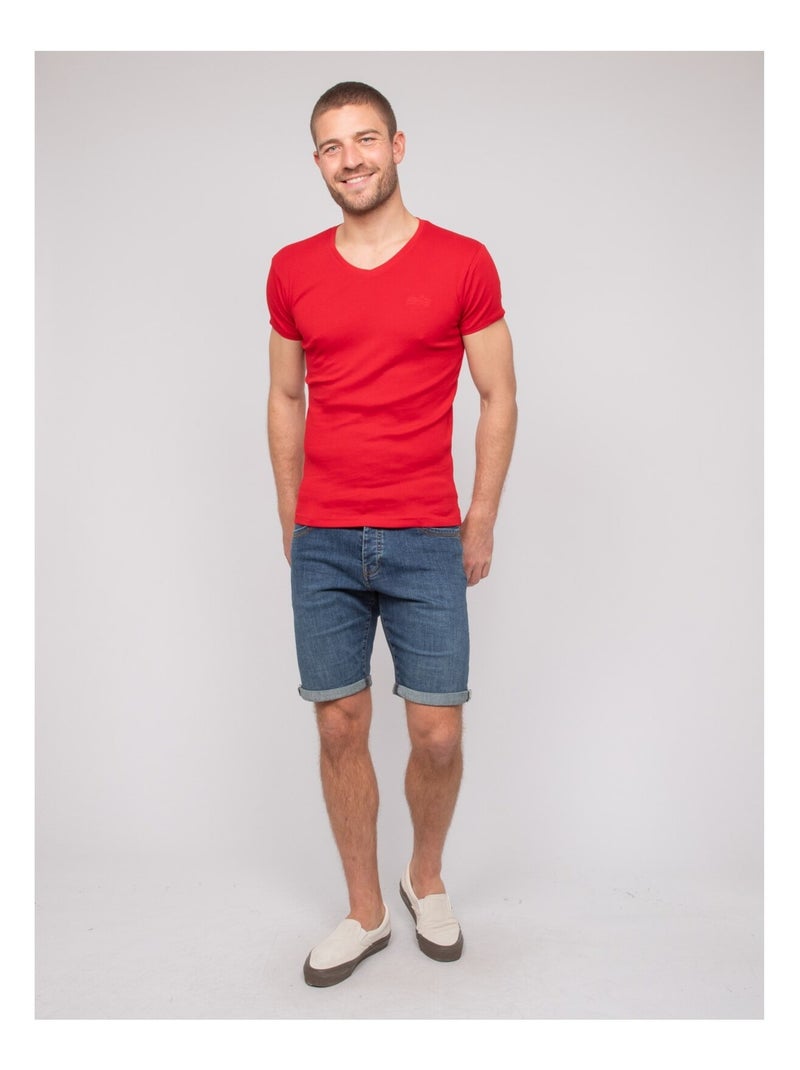 T-shirt scollo a V cotone WORKO Rosso - Kiabi