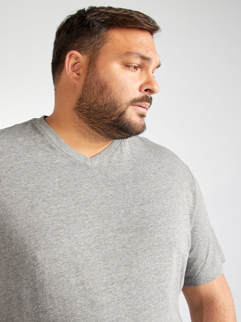 T-shirt scollo a V GRIGIO - Kiabi