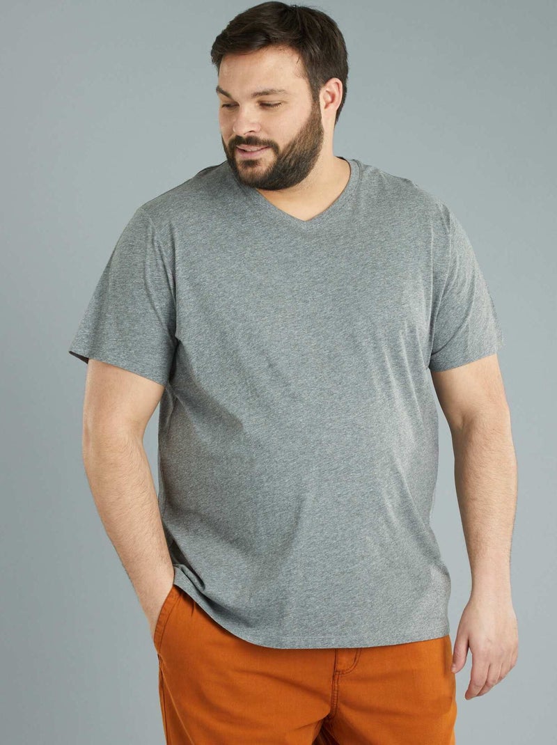 T-shirt scollo a V GRIGIO - Kiabi