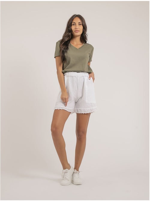 T-shirt scollo a V in puro cotone FAMIA - Kiabi T-shirt scollo a V in puro cotone FAMIA - Kiabi