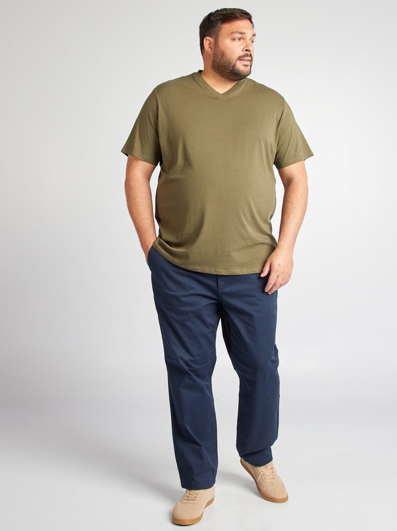 T-shirt scollo a V KAKI - Kiabi