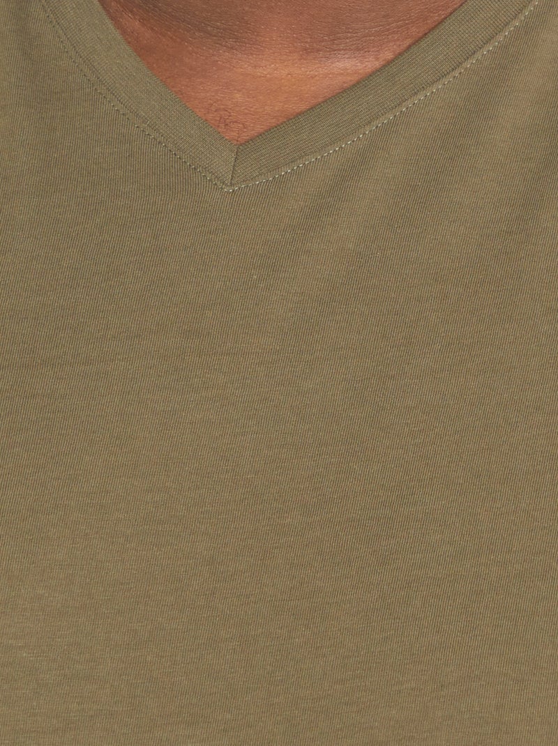 T-shirt scollo a V KAKI - Kiabi