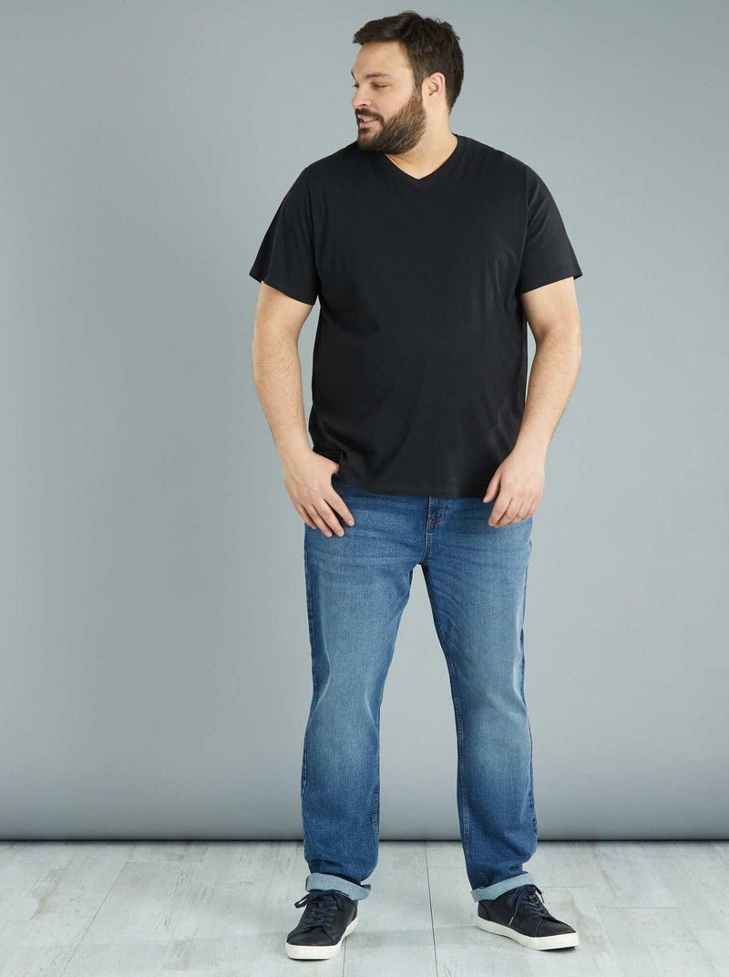 T-shirt scollo a V nero - Kiabi