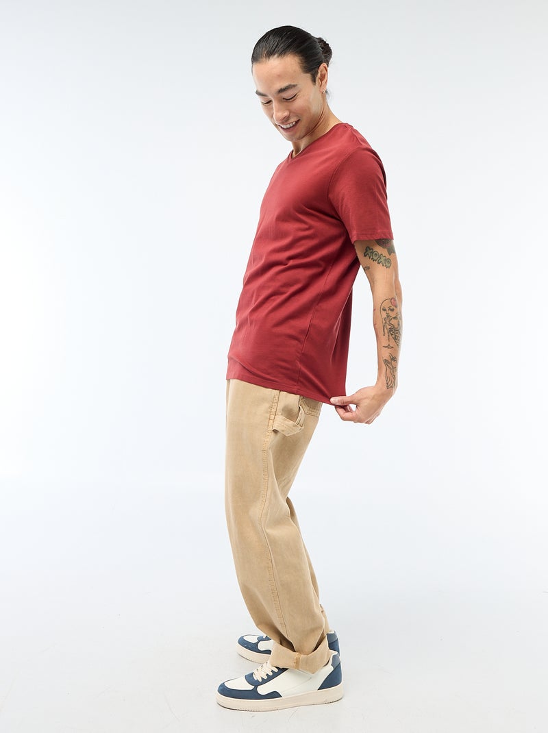 T-shirt scollo a V Rosso - Kiabi