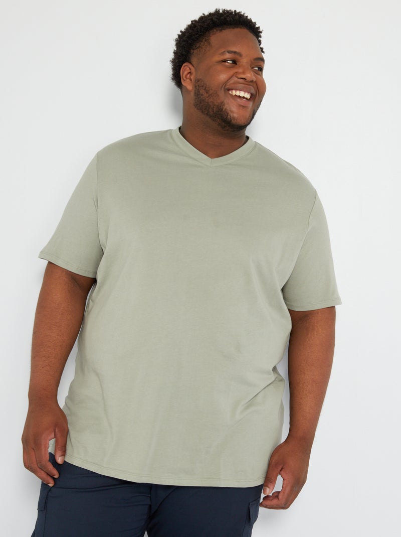 T-shirt scollo a V VERDE - Kiabi