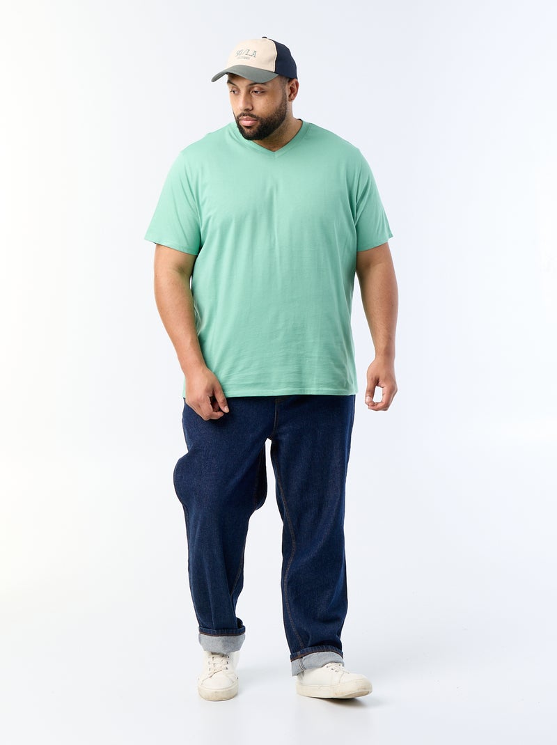 T-shirt scollo a V Verde - Kiabi