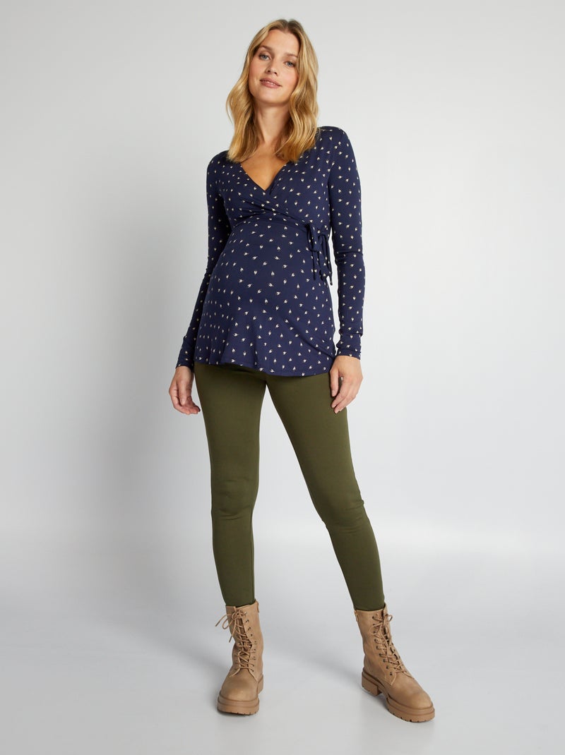 T-shirt scollo incrociato BLU - Kiabi