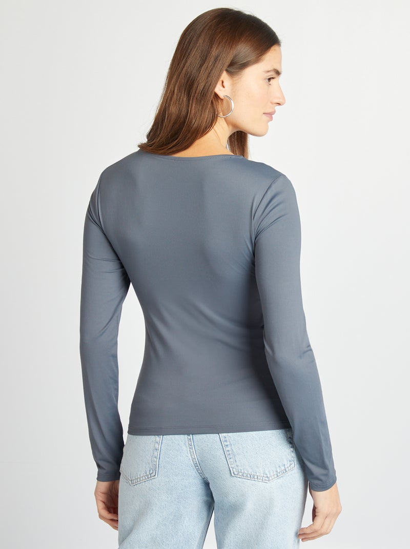 T-shirt scollo quadrato GRIGIO - Kiabi