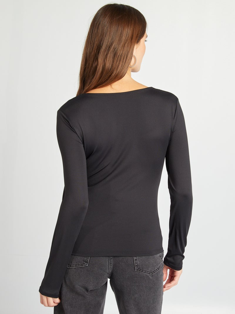 T-shirt scollo quadrato nero - Kiabi