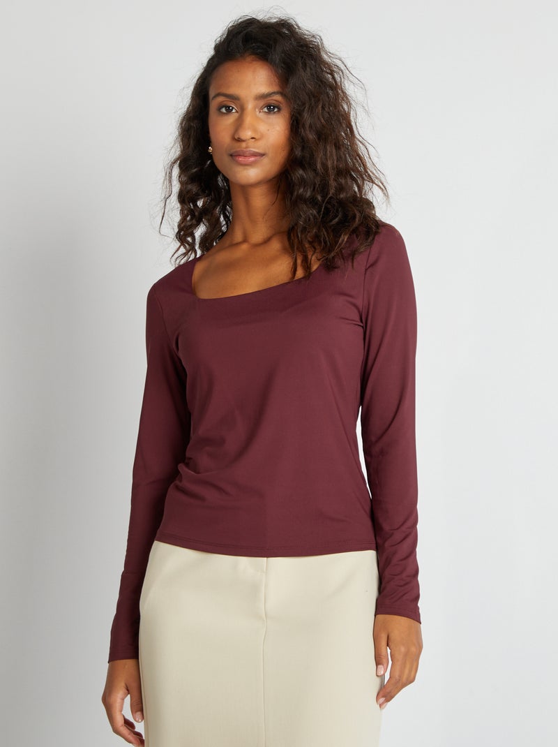 T-shirt scollo quadrato rosso - Kiabi