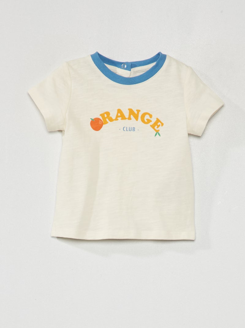 T-shirt scollo tondo a maniche corte BIANCO - Kiabi