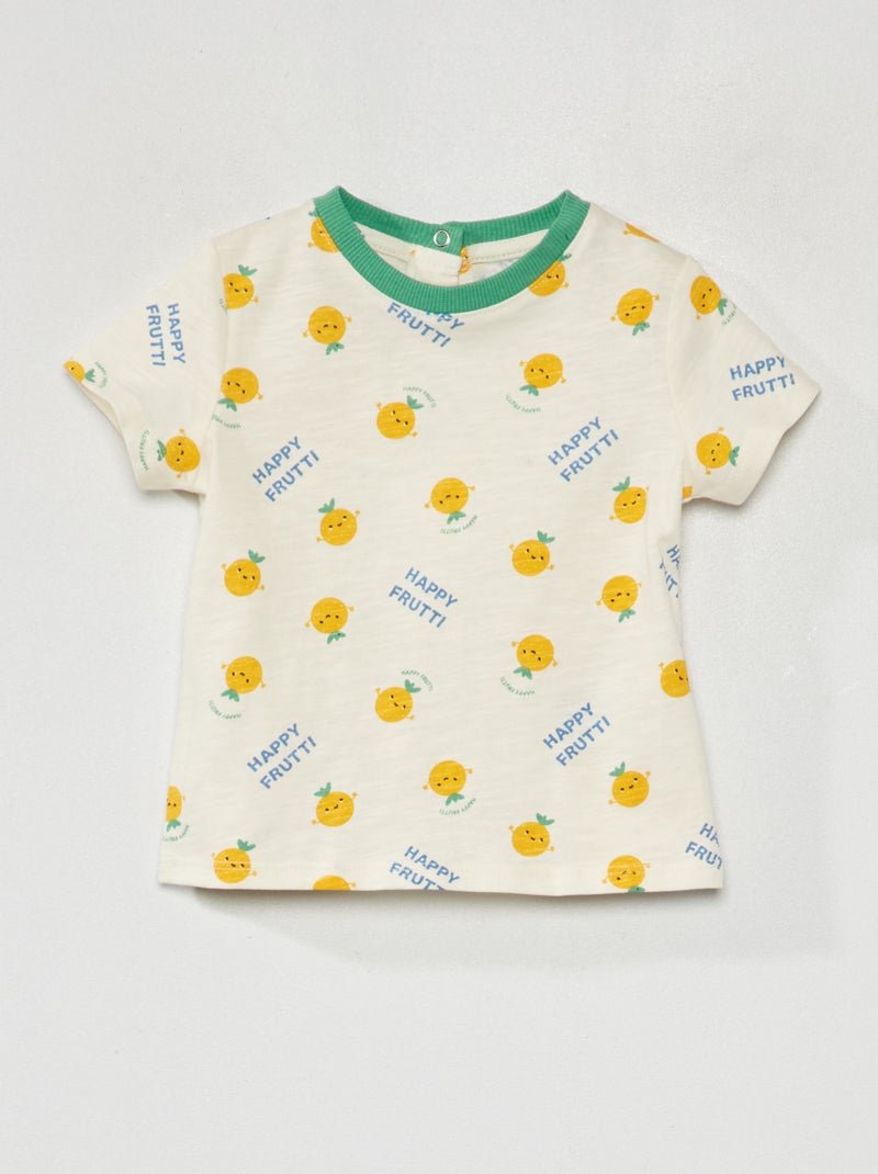 T-shirt scollo tondo a maniche corte BIANCO - Kiabi