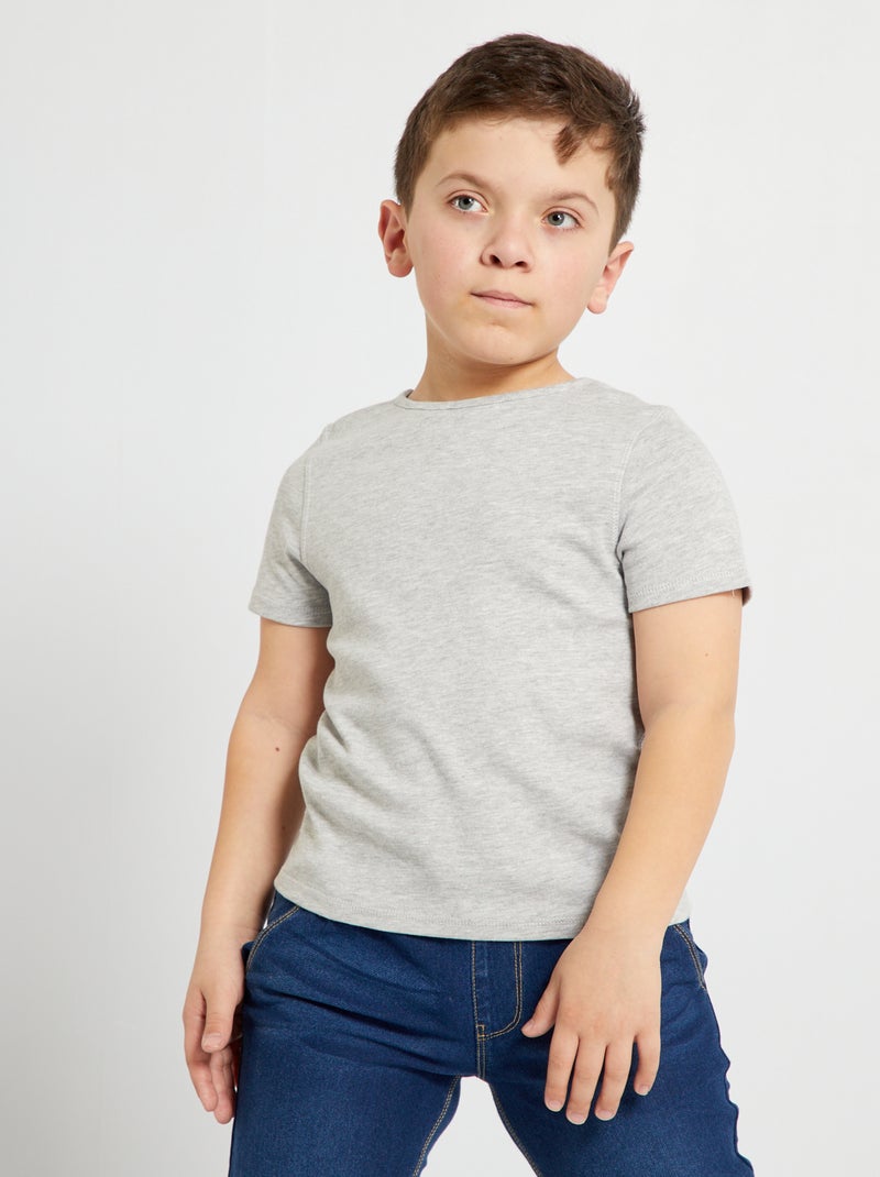 T-shirt scollo tondo a maniche corte GRIGIO - Kiabi