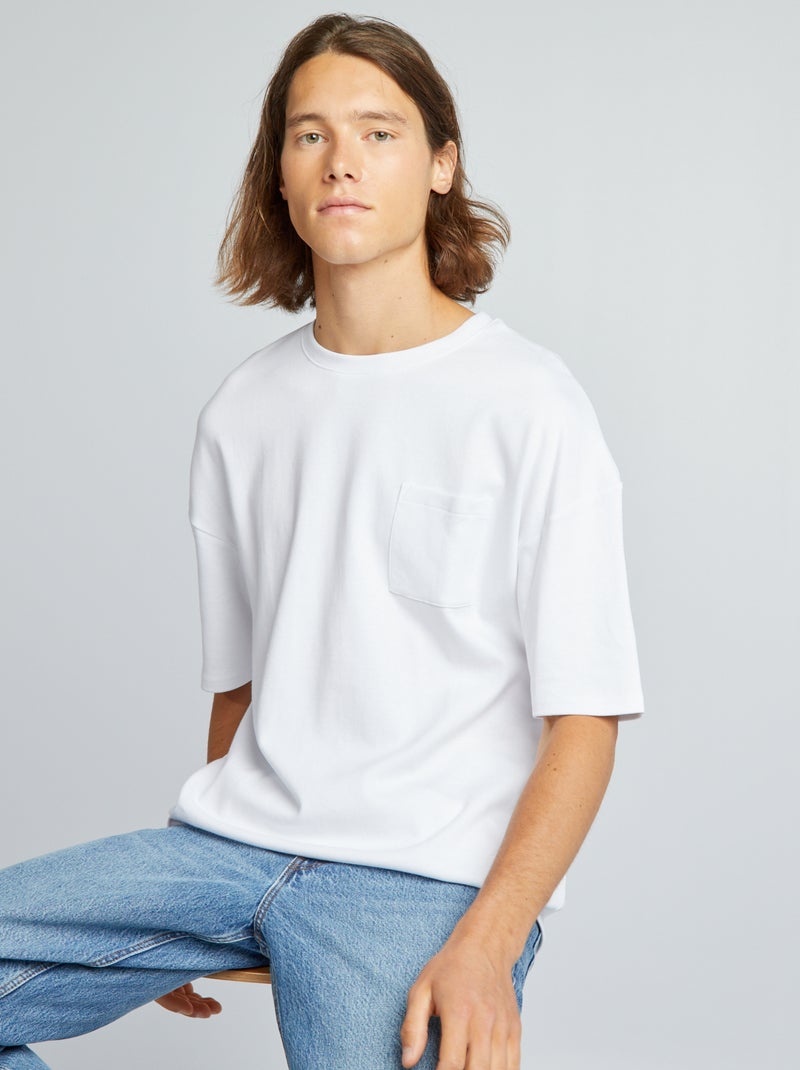 T-shirt scollo tondo Bianco - Kiabi