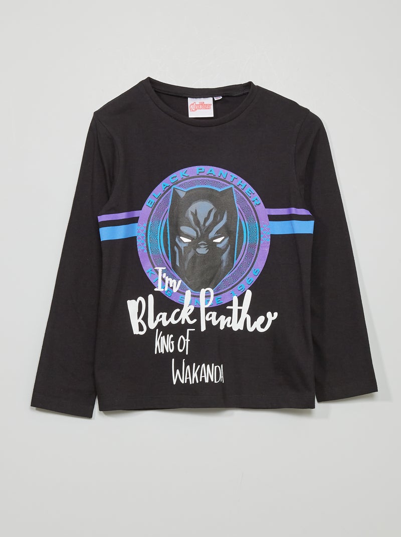 T-shirt scollo tondo 'Blanck Panther' nero - Kiabi