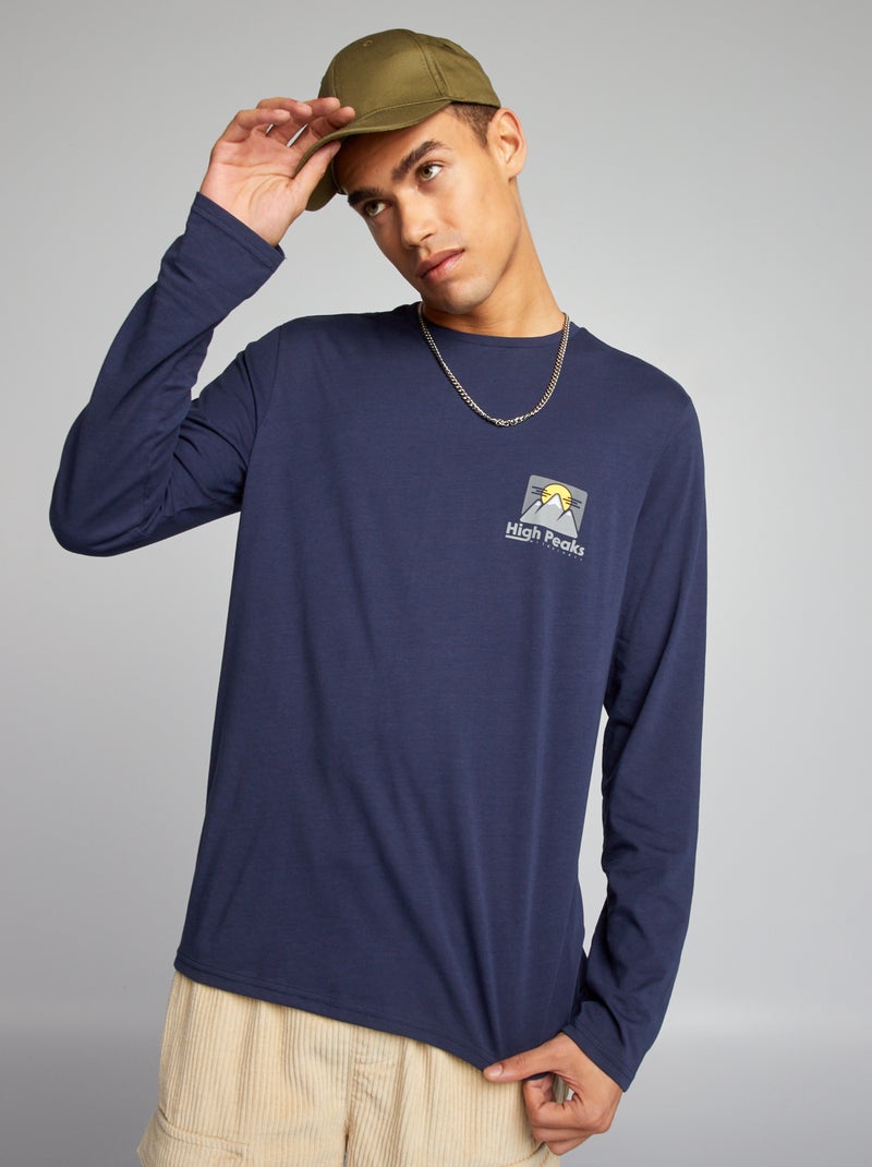 T-shirt scollo tondo con maniche lunghe GRIGIO - Kiabi