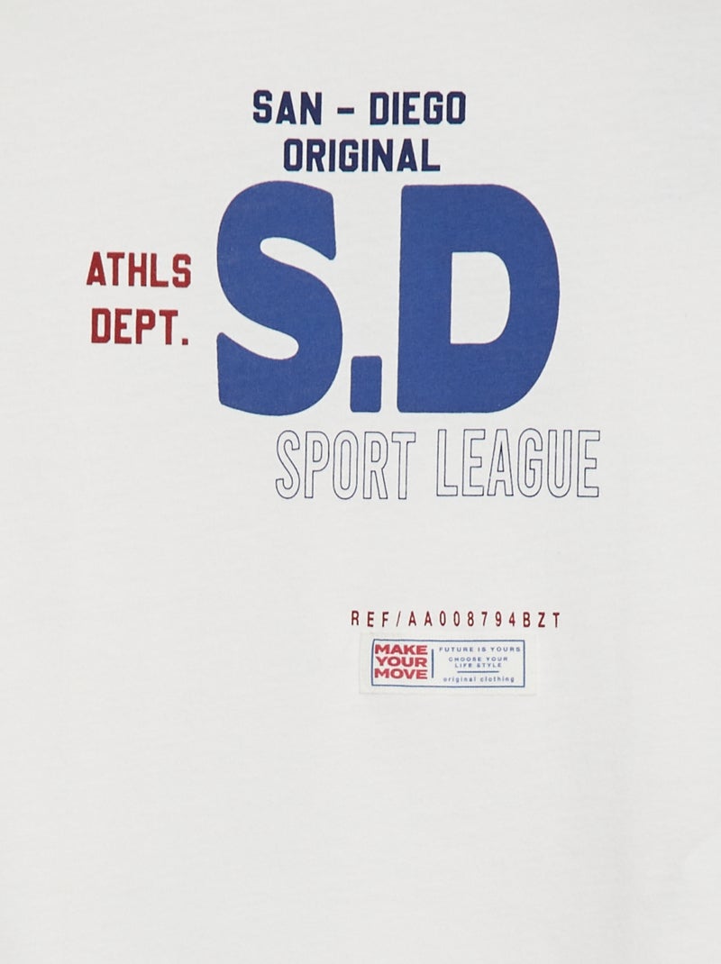 T-shirt scollo tondo con stampa BEIGE - Kiabi