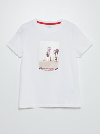 T-shirt scollo tondo con stampa