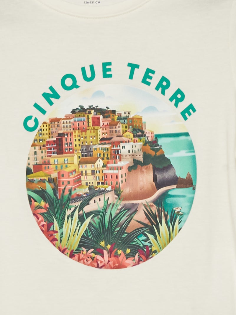T-shirt scollo tondo con stampa BIANCO - Kiabi