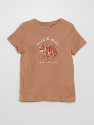 T-shirt scollo tondo con stampa