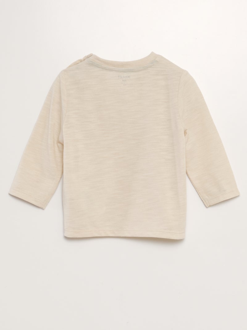 T-shirt scollo tondo con tasca BEIGE - Kiabi