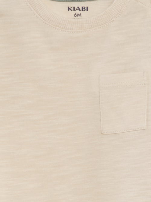 T-shirt scollo tondo con tasca - Kiabi