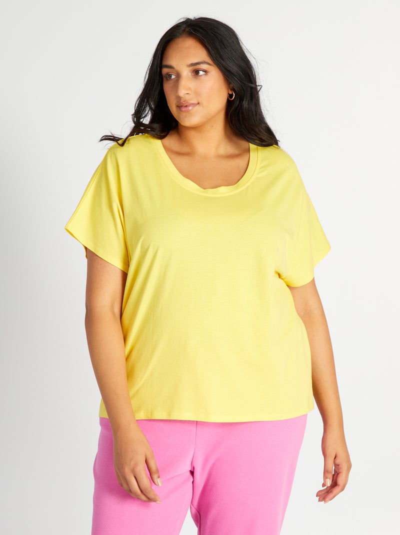 T-shirt scollo tondo GIALLO - Kiabi