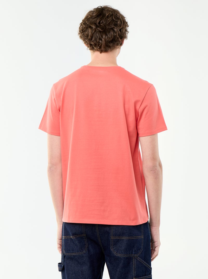 T-shirt scollo tondo in cotone Arancione - Kiabi