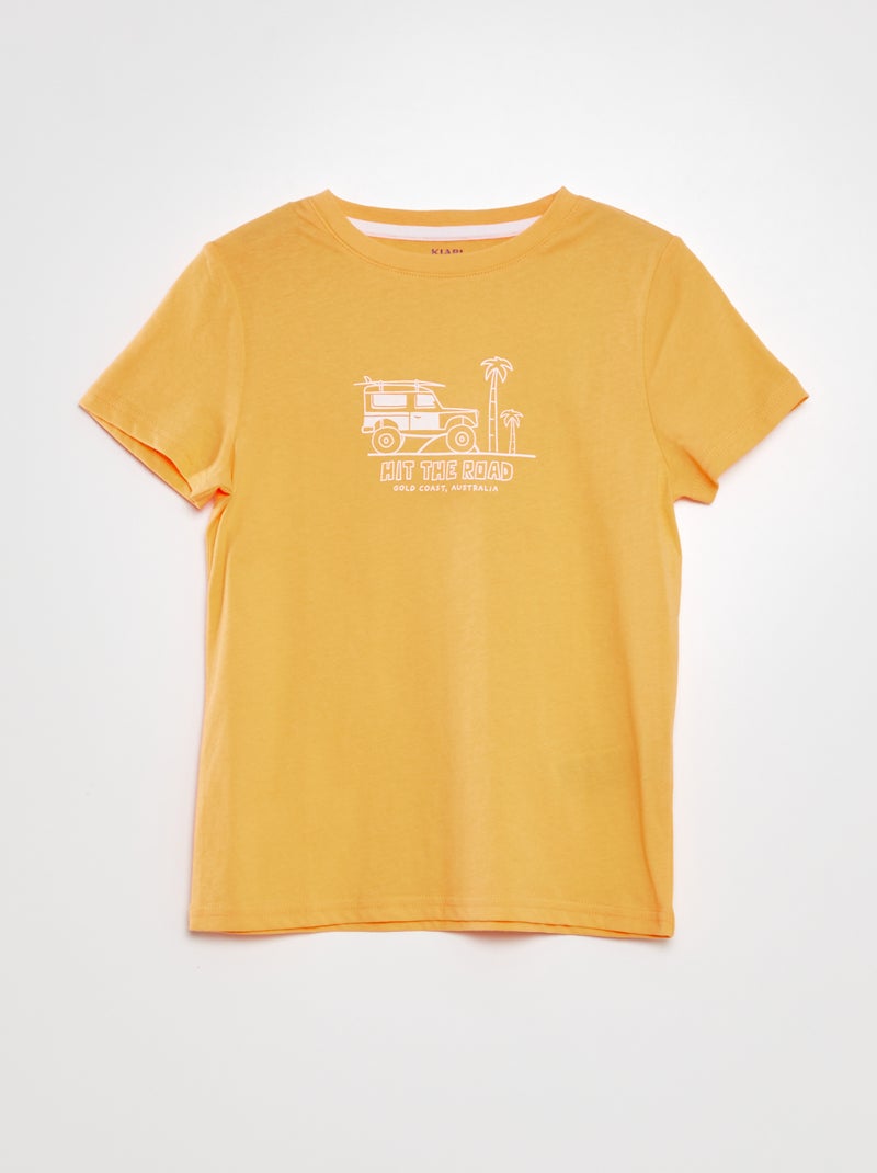 T-shirt scollo tondo in cotone ARANCIONE - Kiabi
