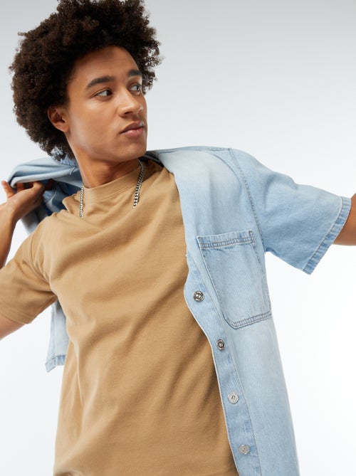 T-shirt scollo tondo in cotone - Kiabi