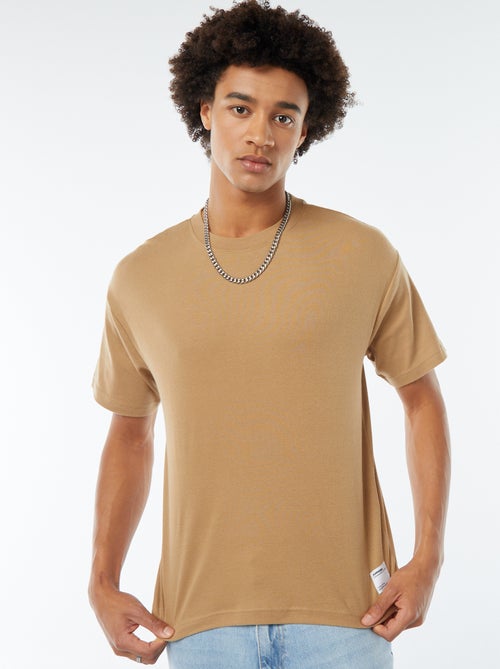 T-shirt scollo tondo in cotone - Kiabi