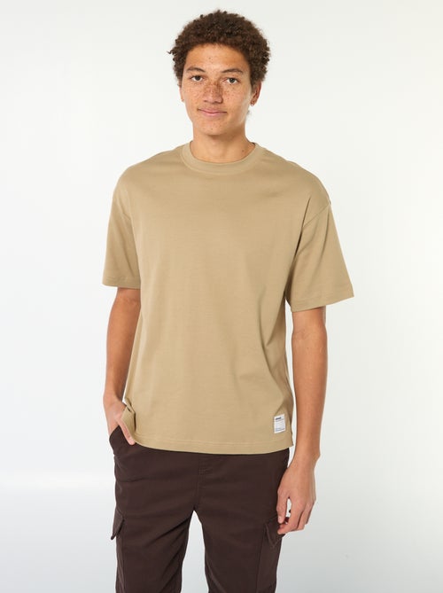 T-shirt scollo tondo in cotone - Kiabi