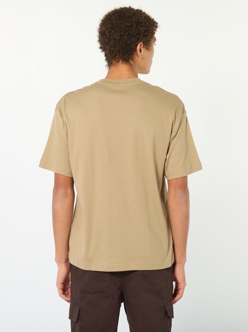 T-shirt scollo tondo in cotone Beige - Kiabi