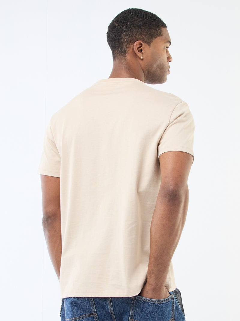 T-shirt scollo tondo in cotone BEIGE - Kiabi